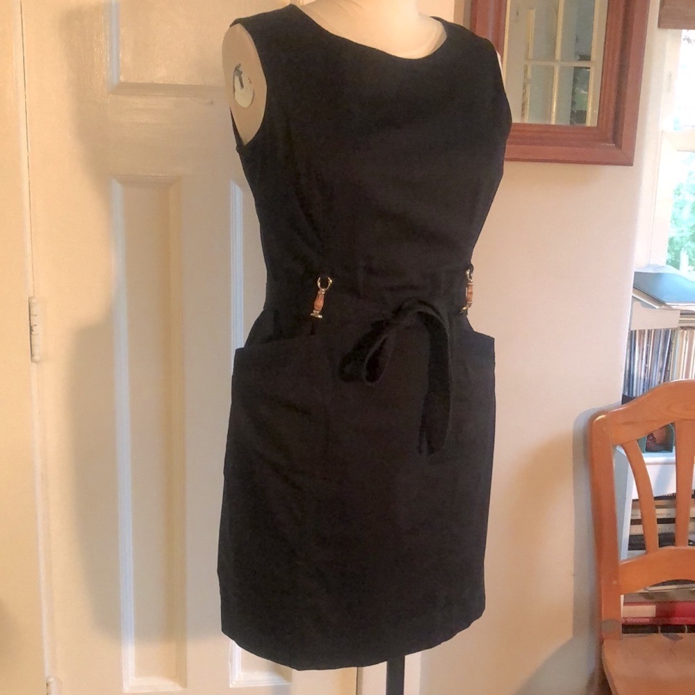 Belted Black Stretch Cotton Sheath size 14